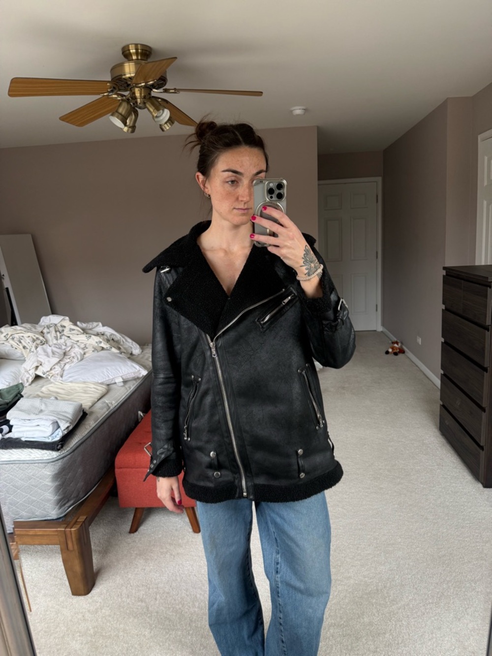 Aced Les Filles Faux Leather Moto Jacket